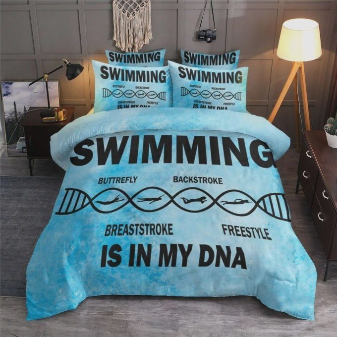 Swimming Is In My DNA Cotton Bed Sheets Spread Comforter Duvet Cover Bedding Sets