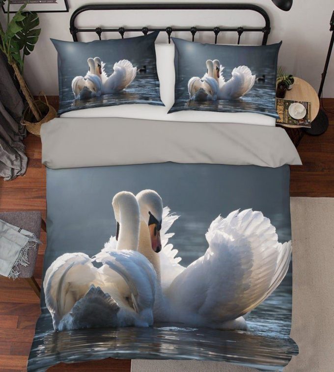 Swan Cotton Bed Sheets Spread Comforter Duvet Cover Bedding Sets Perfect Gifts For Swan Lover Thanksgiving