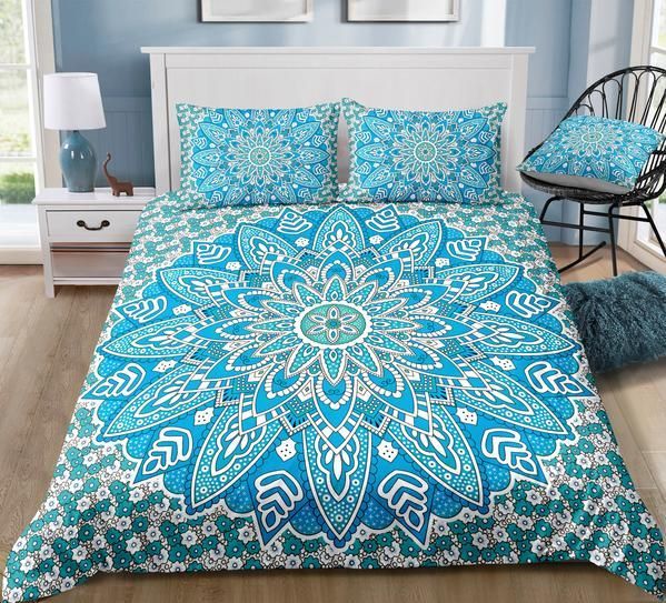 Sky Blue Lotus Mandala Cotton Bed Sheets Spread Comforter Duvet Cover Bedding Sets Sky Blue Lotus Mandala Cotton Bed Sheets Spread Comforter Duvet Cover Bedding Sets