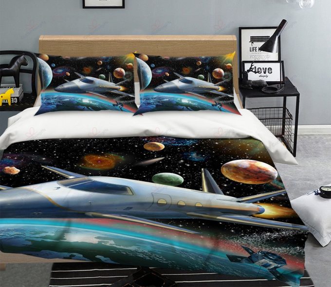 Starry Spaceship Bedding Set Duvet Cover  Pillow Cases