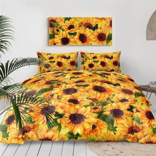 Sunflowers Garden Cotton Bed Sheets Spread Comforter Duvet Cover Bedding Sets