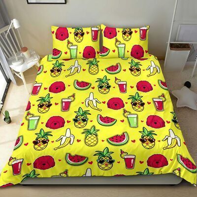 Sheepdog Beige Cotton Bed Sheets Spread Comforter Duvet Cover Bedding Sets