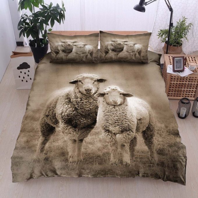 Sheep Couple Cotton Bed Sheets Spread Comforter Duvet Cover Bedding Sets Perfect Gifts For Sheep Lover Thanksgiving