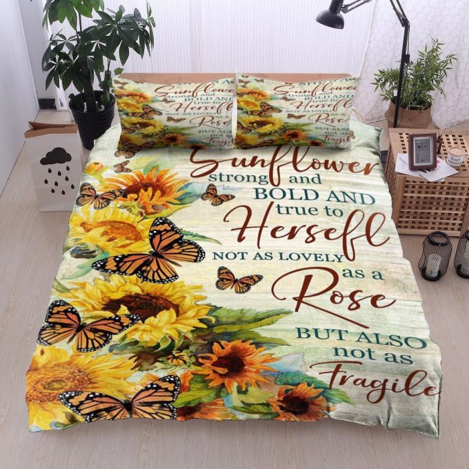 Sunflower Strong And Hold And True To Herself Cotton Bed Sheets Spread Comforter Duvet Cover Bedding Sets