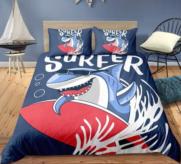 Surfing Shark Cotton Bed Sheets Spread Comforter Duvet Cover Bedding Sets Surfing Shark Cotton Bed Sheets Spread Comforter Duvet Cover Bedding Sets