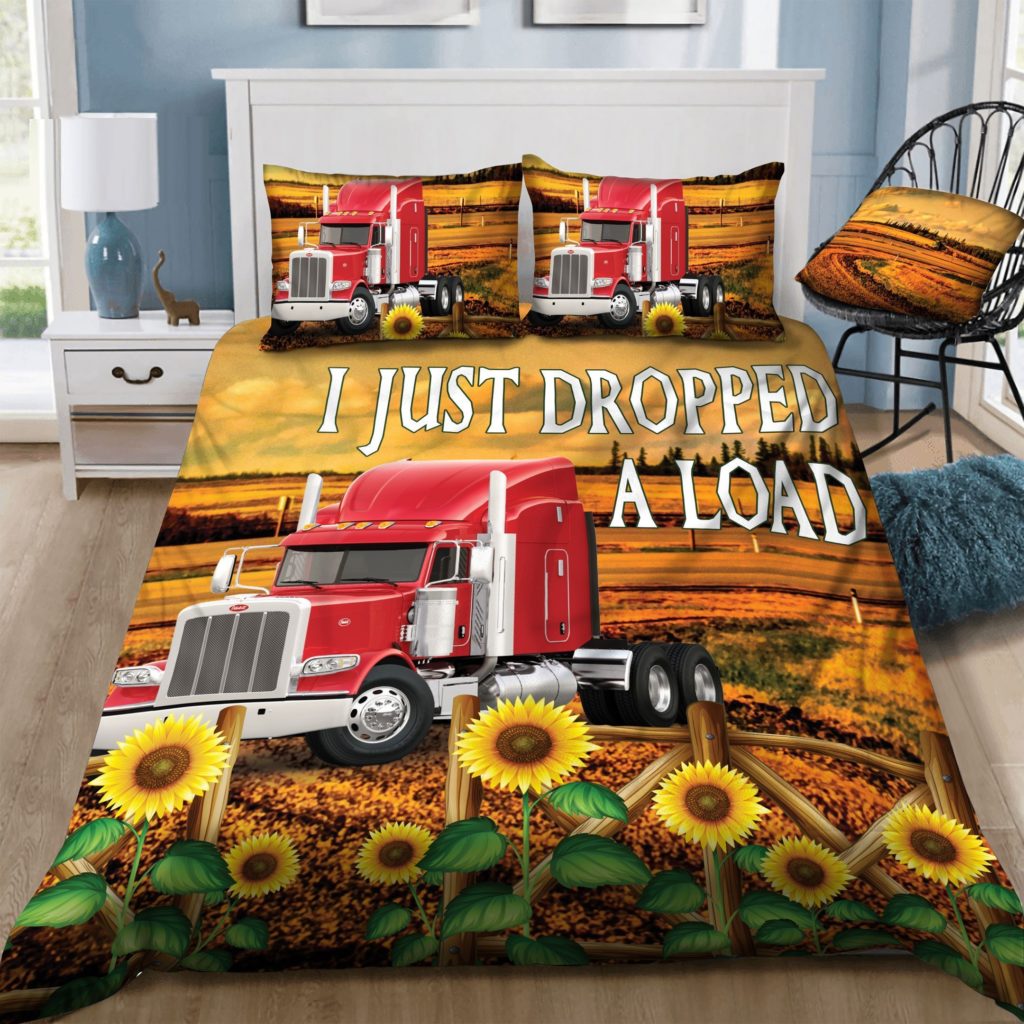 Trucker Red Sunflower I Just Dropped A Load Cotton Bed Sheets Spread Comforter Duvet Cover Bedding Sets