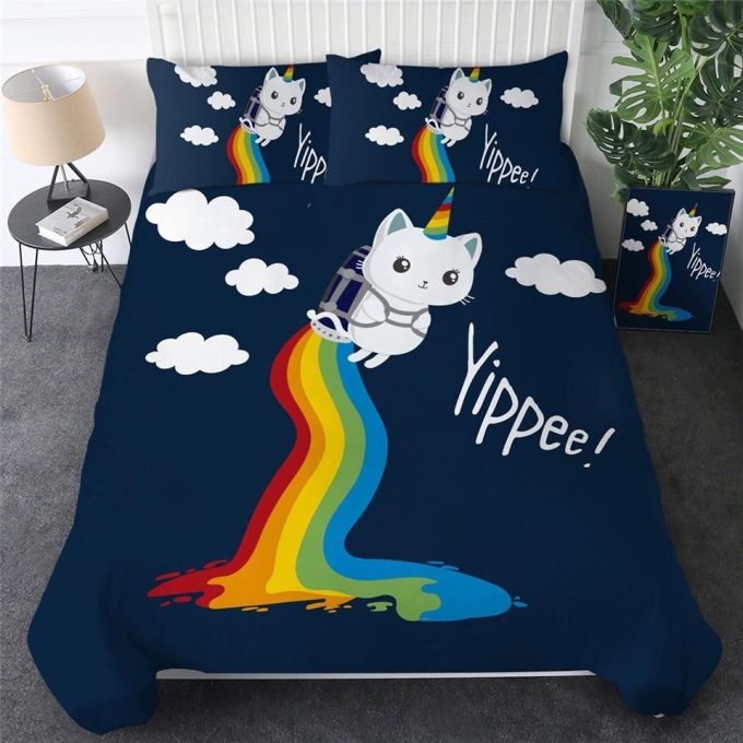 Unicorn Kitty Cotton Bed Sheets Spread Comforter Duvet Cover Bedding Sets