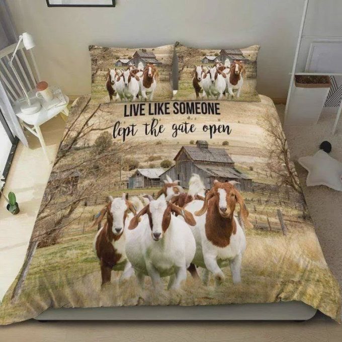 Sportyzen Farmer Goats Left The Gate Open Duvet Cover Bedding Set
