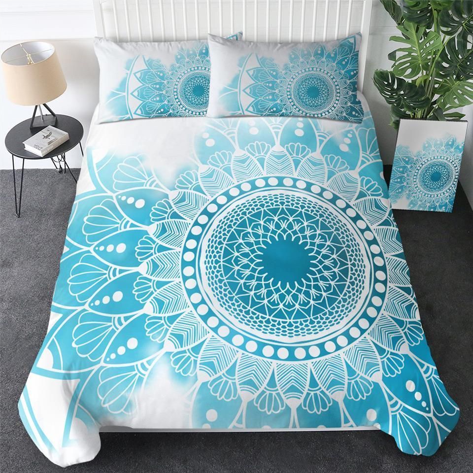 Sky Blue Mandala Cotton Bed Sheets Spread Comforter Duvet Cover Bedding Sets Sky Blue Mandala Cotton Bed Sheets Spread Comforter Duvet Cover Bedding Sets
