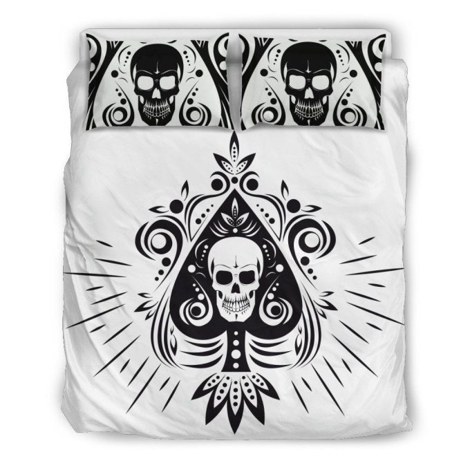 Skull Tattoo Design White Bedding Set Duvet Cover  Pillow Cases