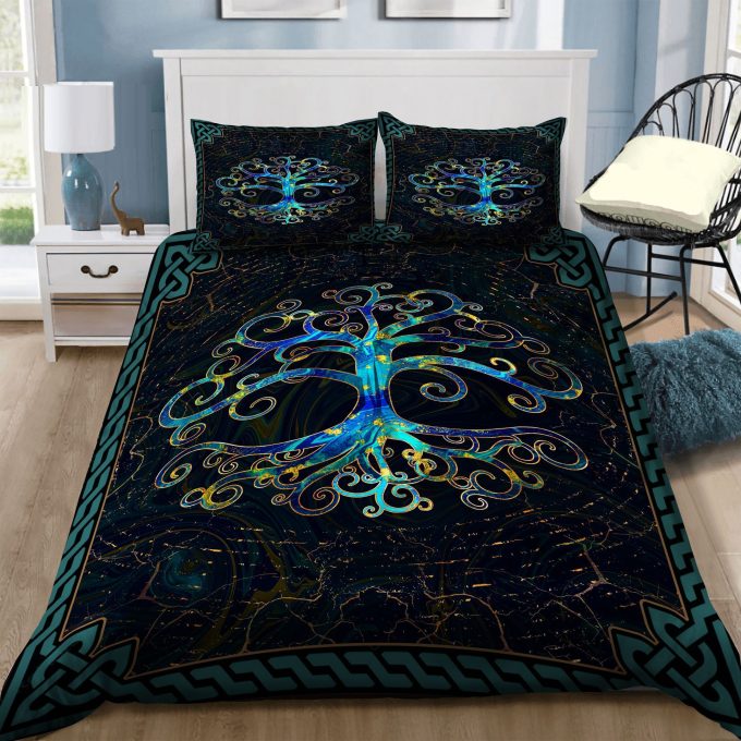 Tree Of Life Dark Background Cotton Bed Sheets Spread Comforter Duvet Cover Bedding Sets Perfect Gifts For Tree Of Life Lover Thanksgiving