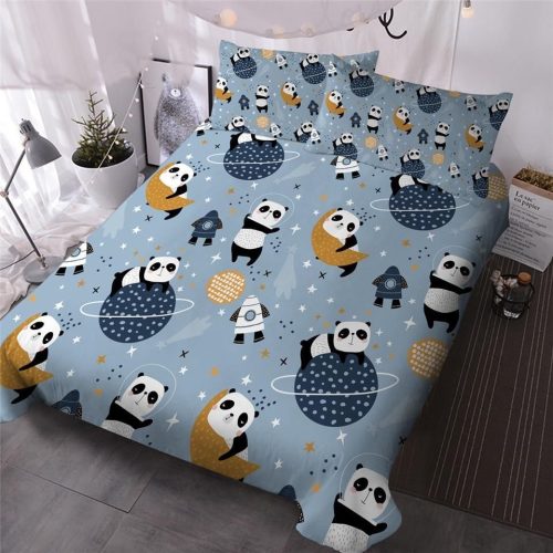 Space Panda Cotton Bed Sheets Spread Comforter Duvet Cover Bedding Sets