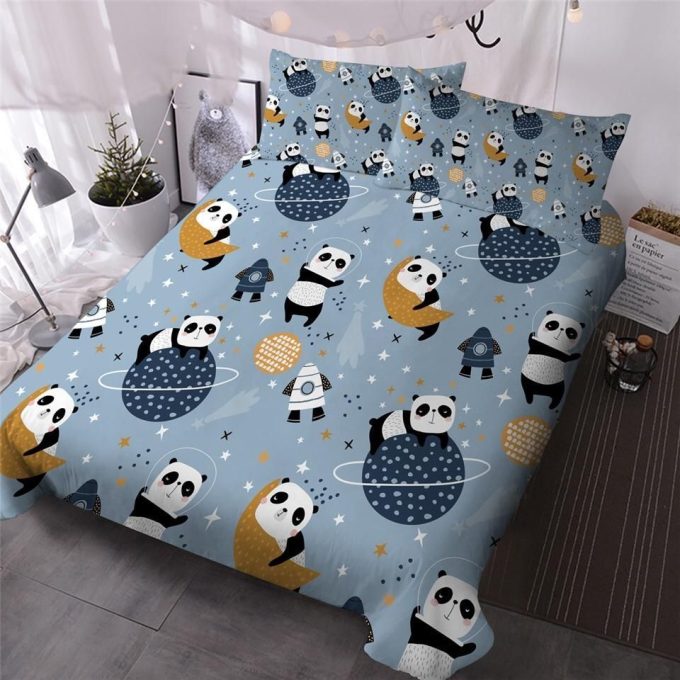 Space Panda Cotton Bed Sheets Spread Comforter Duvet Cover Bedding Sets
