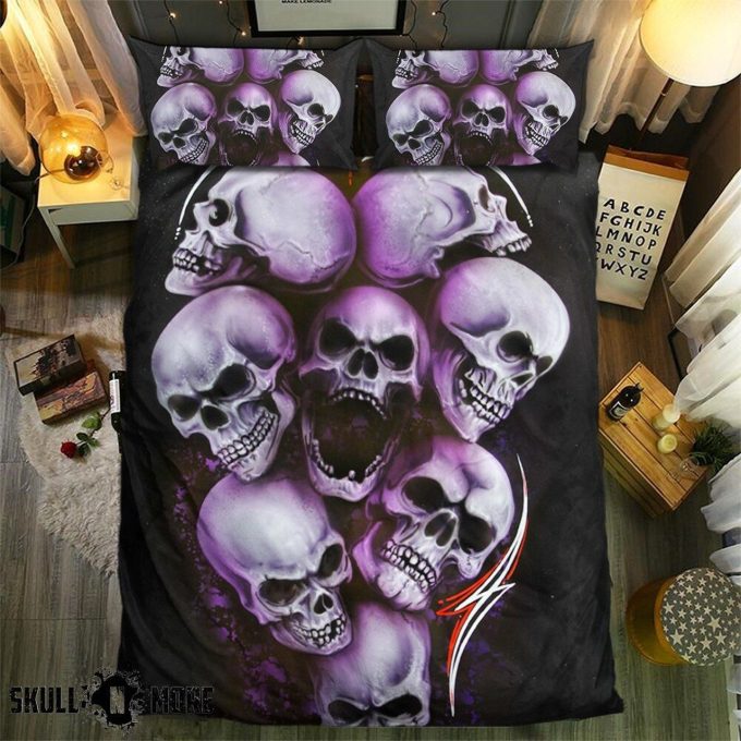 Snm – Skull Collection Shades Of Skulls Bedding Set Duvet Cover  Pillow Cases