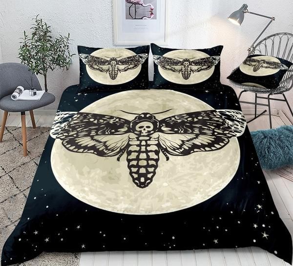 Skull Moth Printed Moon Cotton Bed Sheets Spread Comforter Duvet Cover Bedding Sets Skull Moth Printed Moon Cotton Bed Sheets Spread Comforter Duvet Cover Bedding Sets