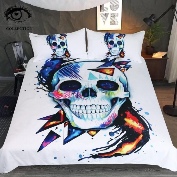 Skull Cold Art Cotton Bed Sheets Spread Comforter Duvet Cover Bedding Sets