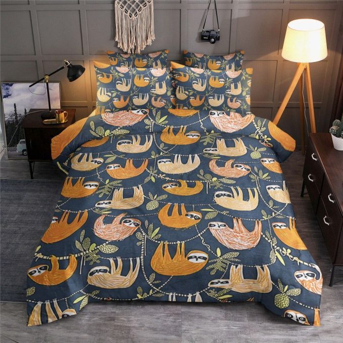 Sloths Pattern Cotton Bed Sheets Spread Comforter Duvet Cover Bedding Sets