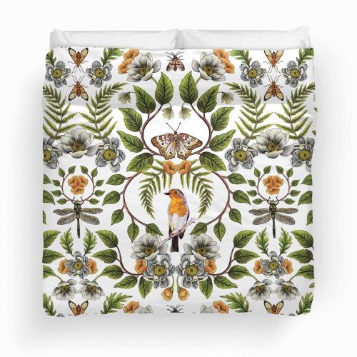 Spring Reflection Botanical Pattern With Insetcs Bedding Set