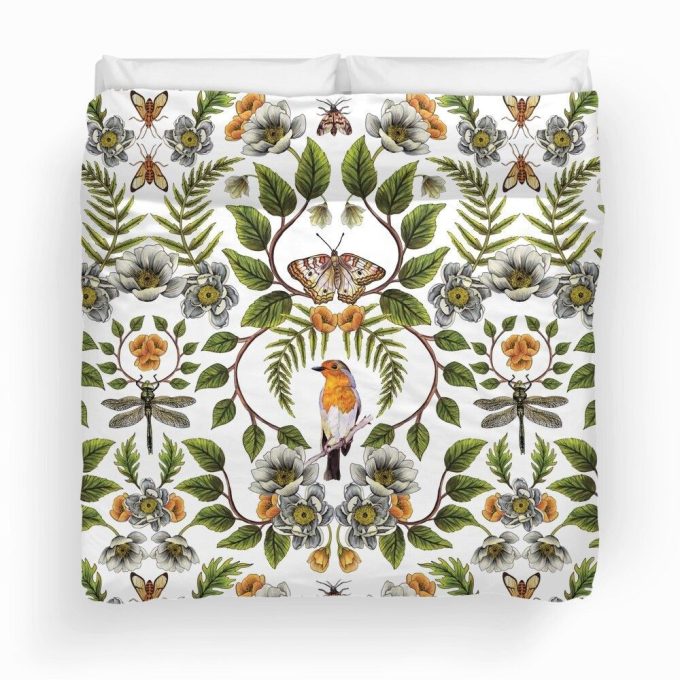 Spring Reflection Botanical Pattern With Insetcs Bedding Set