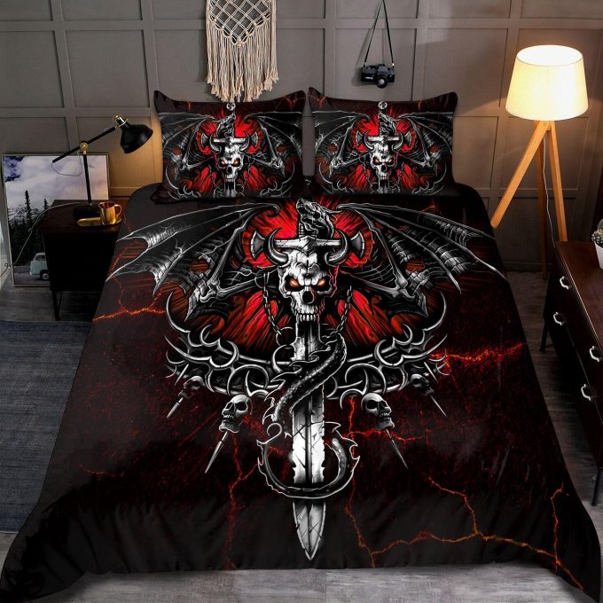 Sword Dragon Skull Cotton Bed Sheets Spread Comforter Duvet Cover Bedding Sets