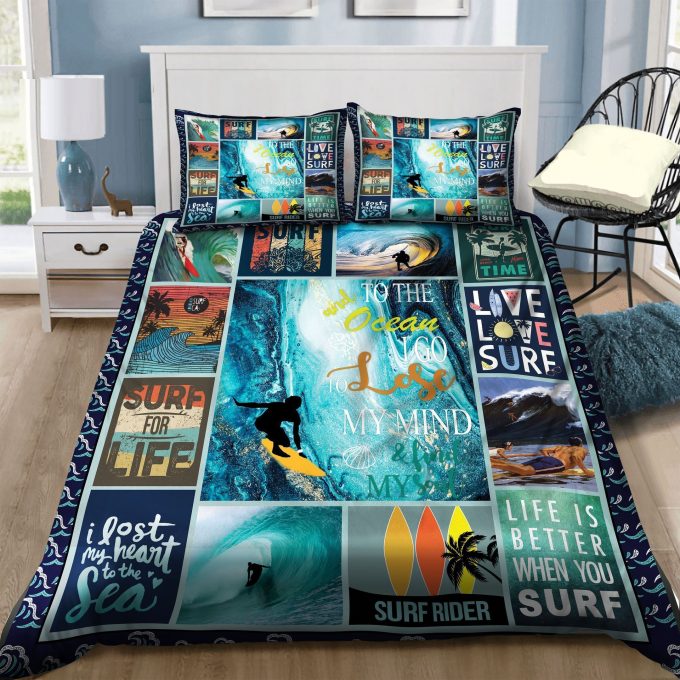 Surfer I Lost My Heart To The Sea Cotton Bed Sheets Spread Comforter Duvet Cover Bedding Sets