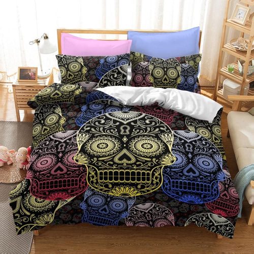 Sugar Beauty Skull Cotton Bed Sheets Spread Comforter Duvet Cover Bedding Sets