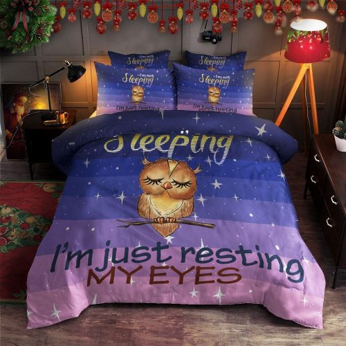 Sleeping Im Just Resting My Eyes Cotton Bed Sheets Spread Comforter Duvet Cover Bedding Sets