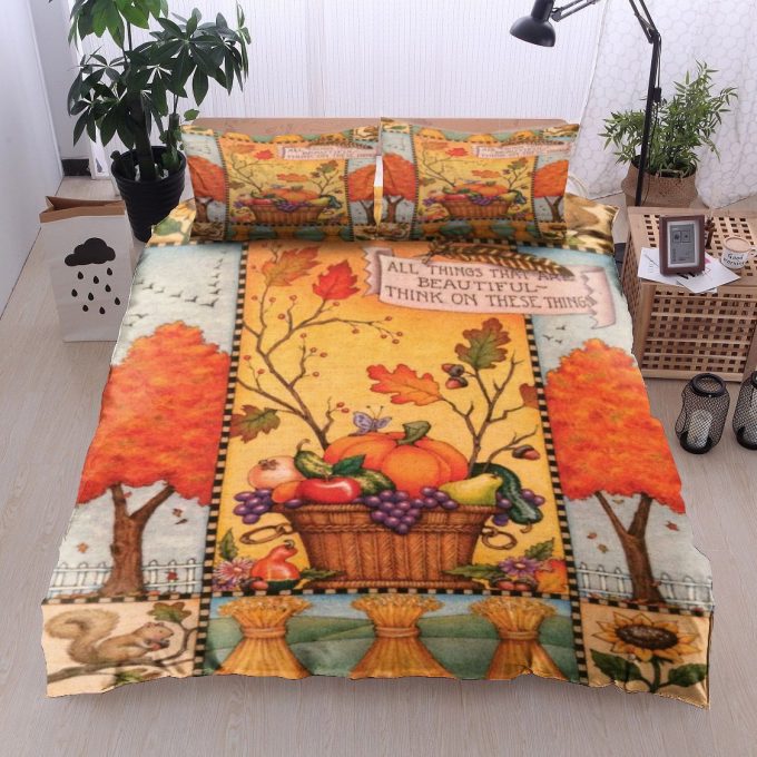 The Autumn All Things That Are Beautiful Cotton Bed Sheets Spread Comforter Duvet Cover Bedding Sets Perfect Gifts For Autumn Lover Thanksgiving