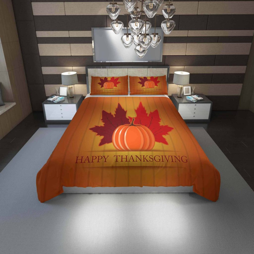 Thanksgiving Holiday Cotton Bed Sheets Spread Comforter Duvet Cover Bedding Sets