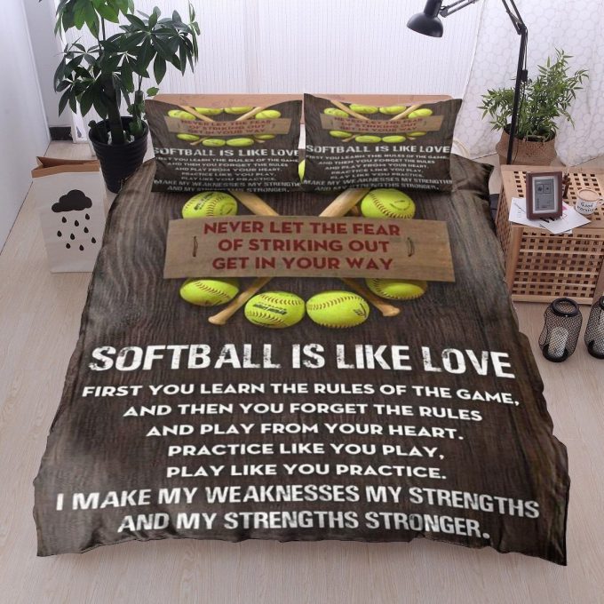 Softball Never Let The Fear Of Striking Out Get In Your Way Cotton Bed Sheets Spread Comforter Duvet Cover Bedding Sets