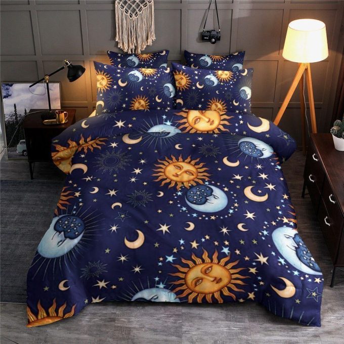 Sun Moon And Stars Bed Sheets Spread Comforter Duvet Cover Bedding Sets Perfect Gifts For Sun And Moon Lover Thanksgiving