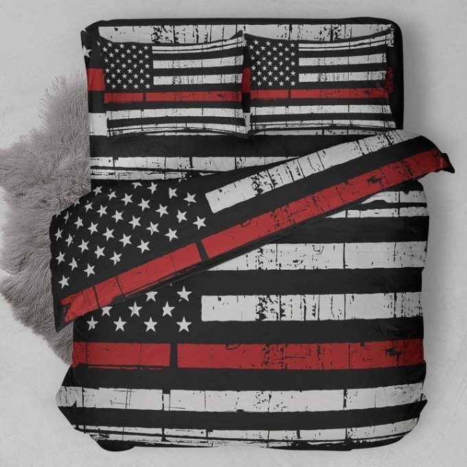 Thin Red Line Firefighter Bedding Set New Duvet Cover  Pillow Cases