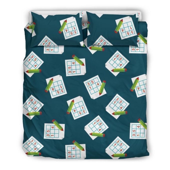 Sudoku Cotton Bed Sheets Spread Comforter Duvet Cover Bedding Sets