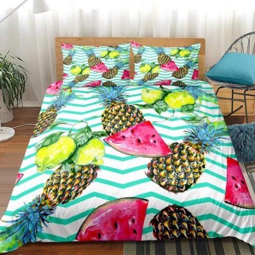 Summer Pineapple Lemon Watermelon Cotton Bed Sheets Spread Comforter Duvet Cover Bedding Sets
