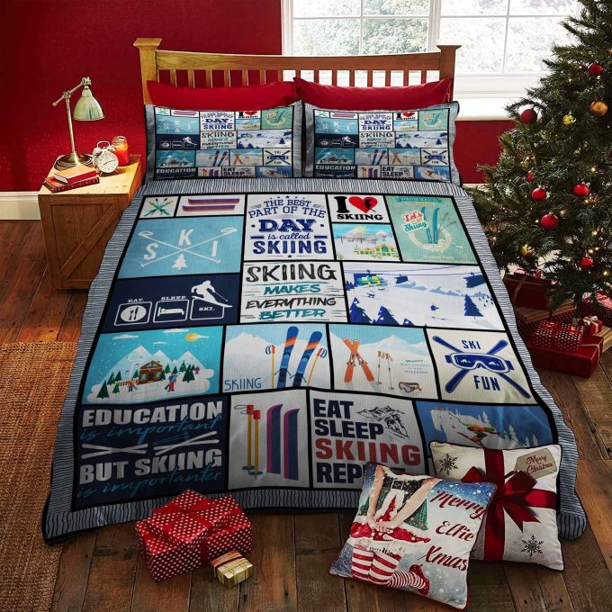 Skiing Cotton Bed Sheets Spread Comforter Duvet Cover Bedding Sets