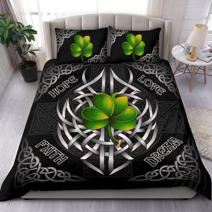 St Patrick Day Bedding Set Happy St Patricks Duvet Cover St Patricks Day Comforter Sets Irish Roots Celtic Pattern Bedding Set TDV57