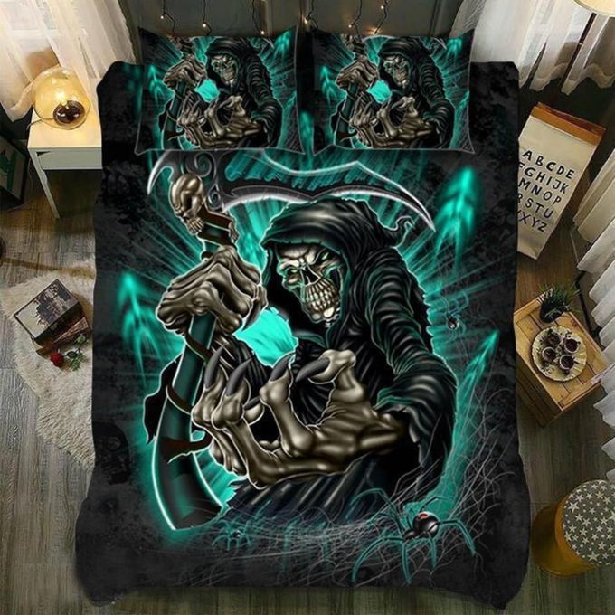Skull Day Of The Death Bedding Set – Grim Reaper Duvet Cover  Pillow Cases