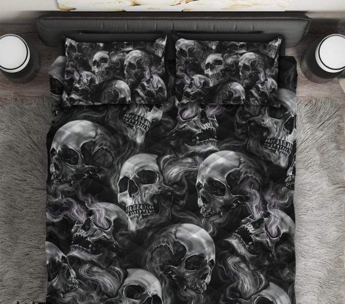 Skull Black And White Bedding Set Duvet Cover  Pillow Cases