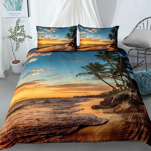 Trees Sunset Beach Landscape Cotton Bed Sheets Spread Comforter Duvet Cover Bedding Sets Trees Sunset Beach Landscape Cotton Bed Sheets Spread Comforter Duvet Cover Bedding Sets