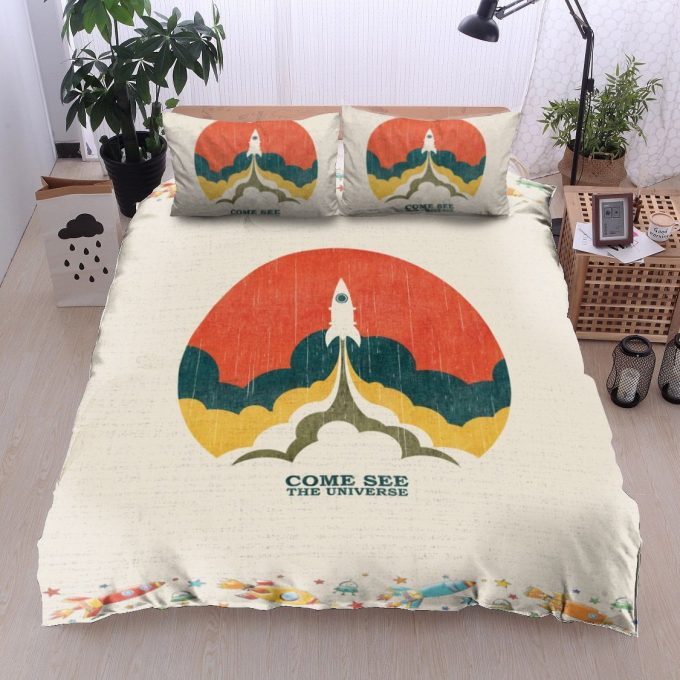 Spaceship Cotton Bed Sheets Spread Comforter Duvet Cover Bedding Sets