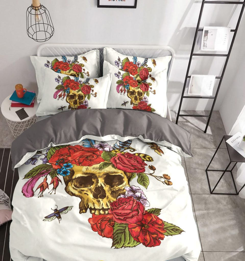 Skull And Roses Cotton Bed Sheets Spread Comforter Duvet Cover Bedding Sets Skull And Roses Cotton Bed Sheets Spread Comforter Duvet Cover Bedding Sets