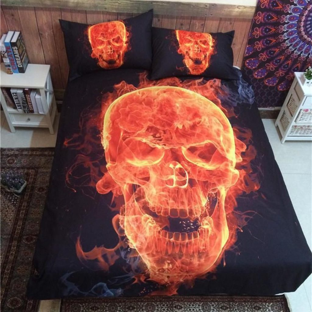 Snm – Flame Skull Bedding Set Duvet Cover Pillow Cases Snm – Flame Skull Bedding Set Duvet Cover Pillow Cases