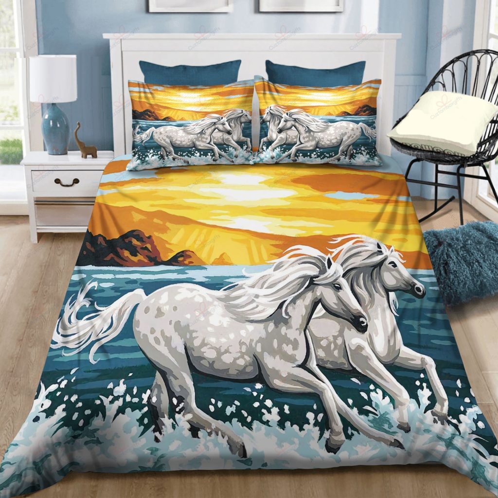 The Horse Runs In The Sunset Bedding Set Duvet Cover  Pillow Cases