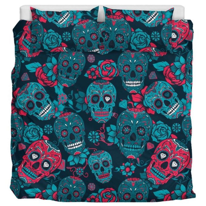 Sugar Skull Pattern Cotton Bed Sheets Spread Comforter Duvet Cover Bedding Sets