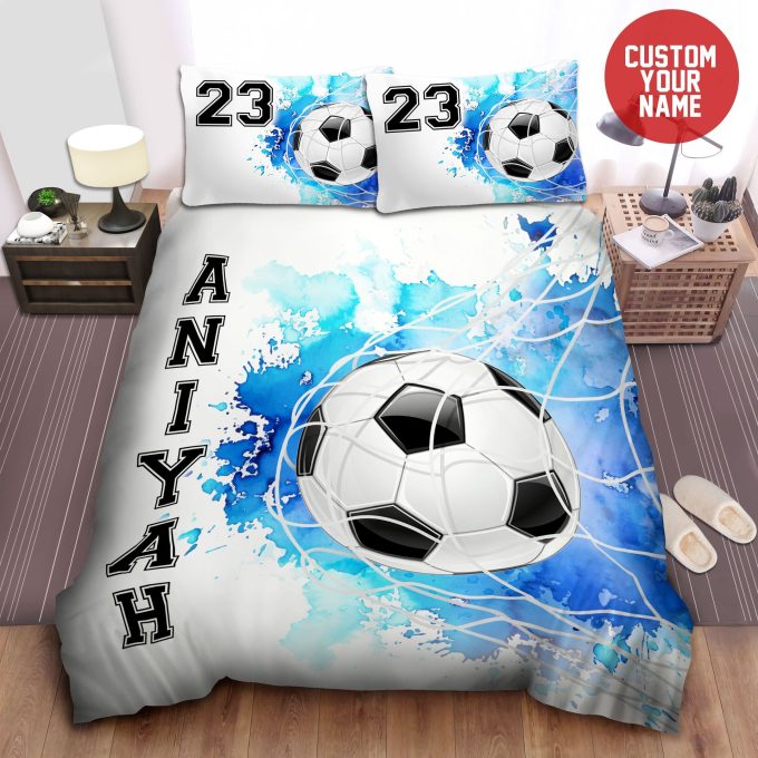 Soccer Goal Custom Duvet Cover Bedding Set With Your Name