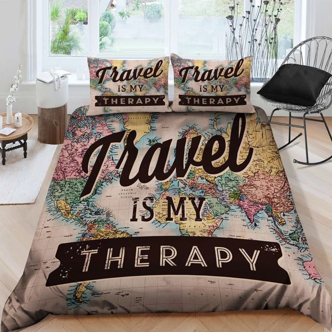 Travel Is My Therapy Cotton Bed Sheets Spread Comforter Duvet Cover Bedding Sets