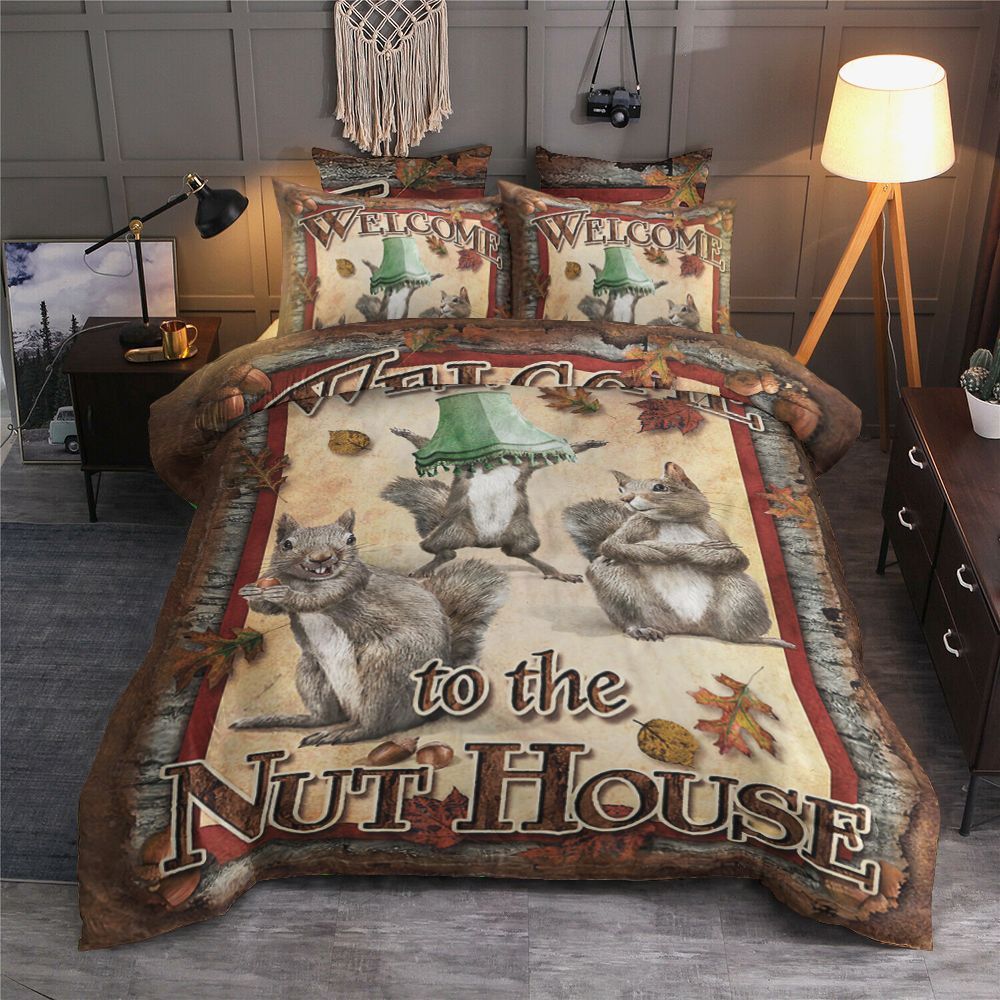 Squirrel Welcome To The Nut House Cotton Bed Sheets Spread Comforter Duvet Cover Bedding Sets Perfect Gifts For Squirrel Lover Thanksgiving Squirrel Welcome To The Nut House Cotton Bed Sheets Spread Comforter Duvet Cover Bedding Sets Perfect Gifts For Squirrel Lover Thanksgiving