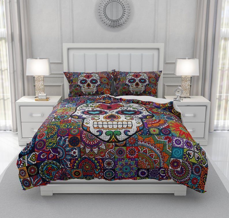 Skull Day Of The Dead Cotton Bed Sheets Spread Comforter Duvet Cover Bedding Sets Skull Day Of The Dead Cotton Bed Sheets Spread Comforter Duvet Cover Bedding Sets