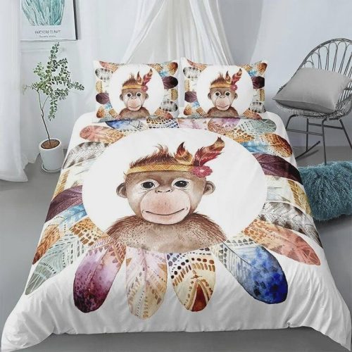 Tribal Monkey Cotton Bed Sheets Spread Comforter Duvet Cover Bedding Sets