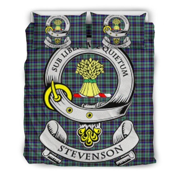 Stevenson Clan Badge Tartan Cotton Bed Sheets Spread Comforter Duvet Cover Bedding Sets